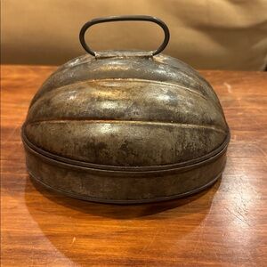 Vintage Tin Mellon Shaped 2 Piece Pudding Jello Mold 1930s Antique Kitchen Decor